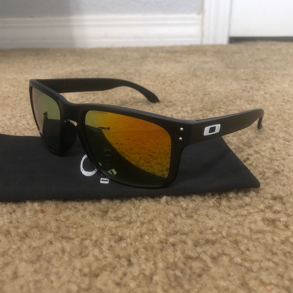 Oakley Holbrook Gold Reflective Sunglasses 9102 Matte Black - Picture 10 of 10